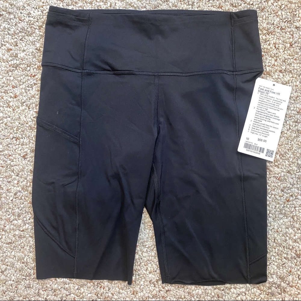 NWT Lululemon Fast and Free HiRise Biker Shorts - Tons of Pockets! 10”